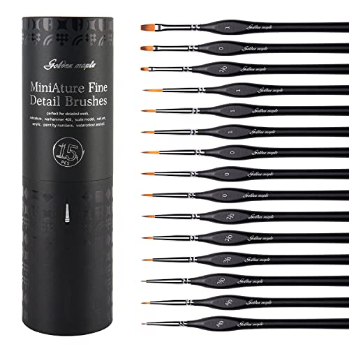 Miniature Paint Brushes, 15PC Model Brushes Micro Detail Paint Brush Set,  Fine Detailing for Acrylics, Oils, Watercolors & Paint by Number, Citadel,  Figurine, Warhammer 40k (Black)